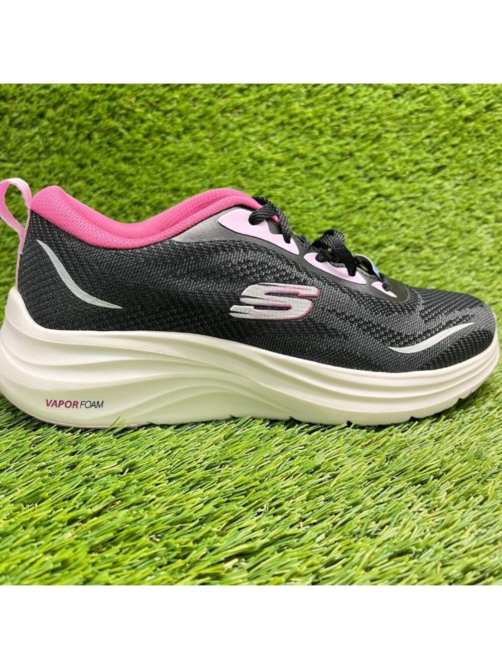 Skechers Vapor Foam Smooth Ride Womens Size 7 Black Pink Running Shoes Sneakers